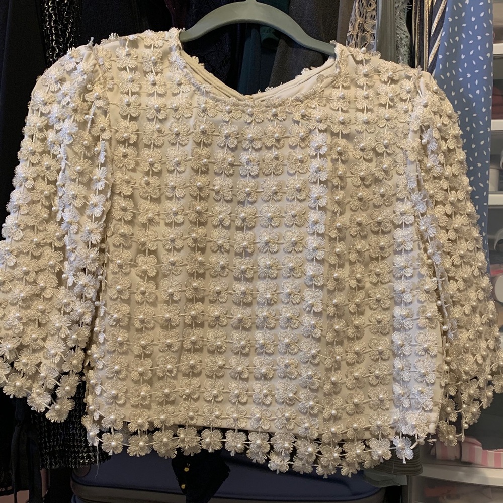 NWOT Vici Pearl Embellished Top
